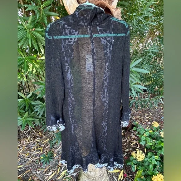 NWT ALBERTO MAKALI Open Sweater Cardigan Designer Artistic. Black/White. Size L - Picture 4 of 7